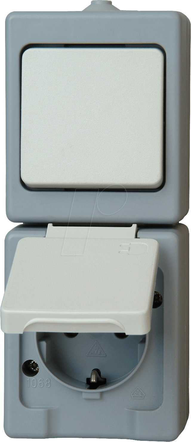 EL FR KOMBI - Schalter/Steckdose, Feuchtraum IP44, grau