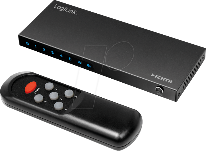 LOGILINK HD0060 - HDMI-Switch, 5x1-Port, 4K/60 Hz, HDCP, HDR, CEC, RC, Metall