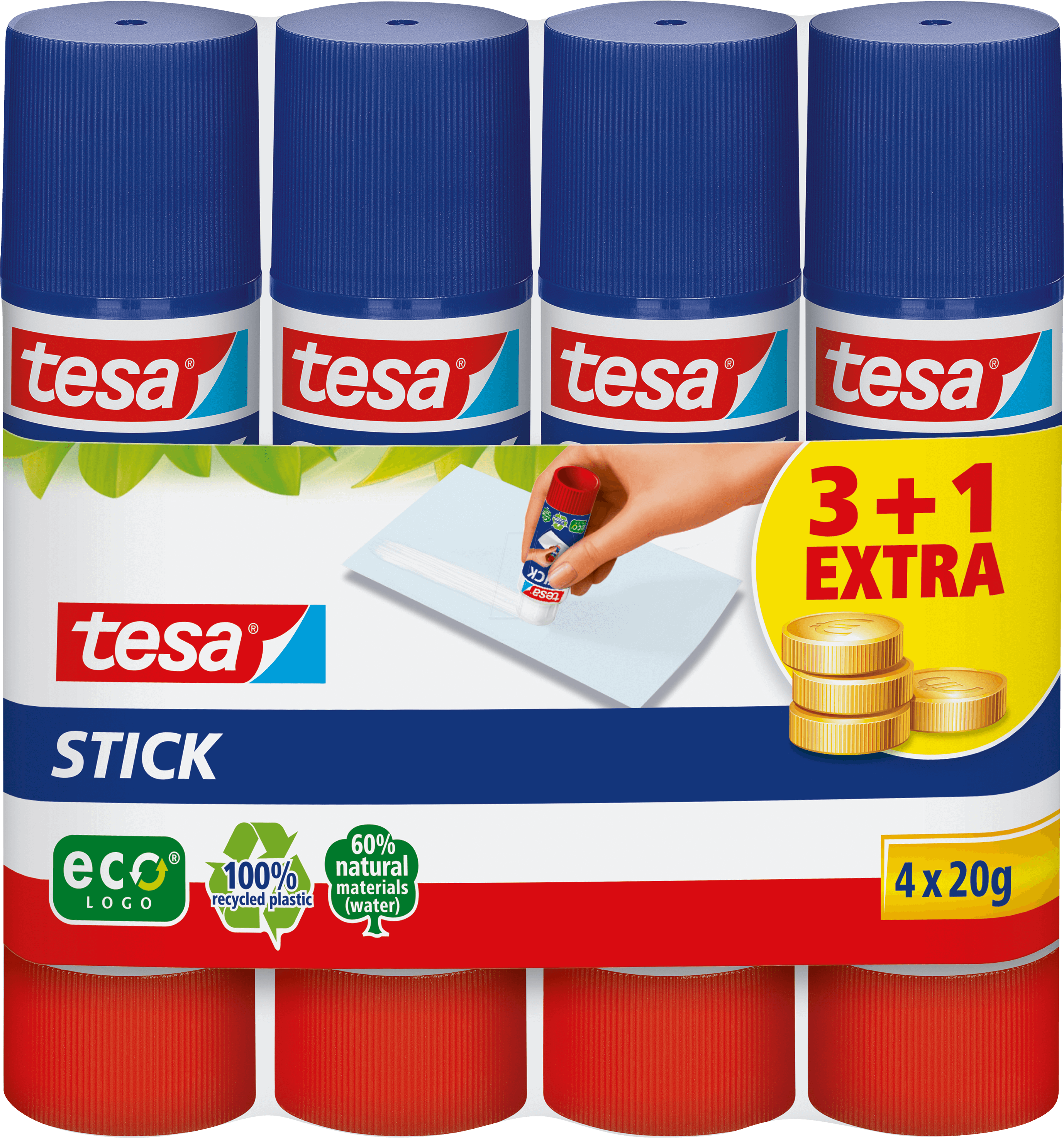 TESA 57088 - tesa® Klebstift 4 x tesa Stick ecoLogo 20 g