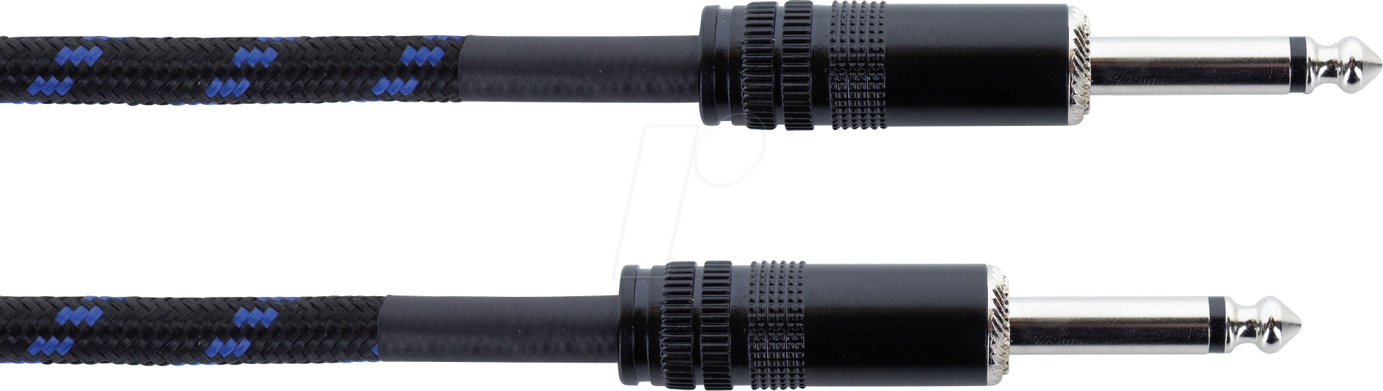 EI 1,5 PP-TW-BL - Audio Kabel, 6,3 mm Mono Klinke, schwarz/blau Textilmantel, 1,5