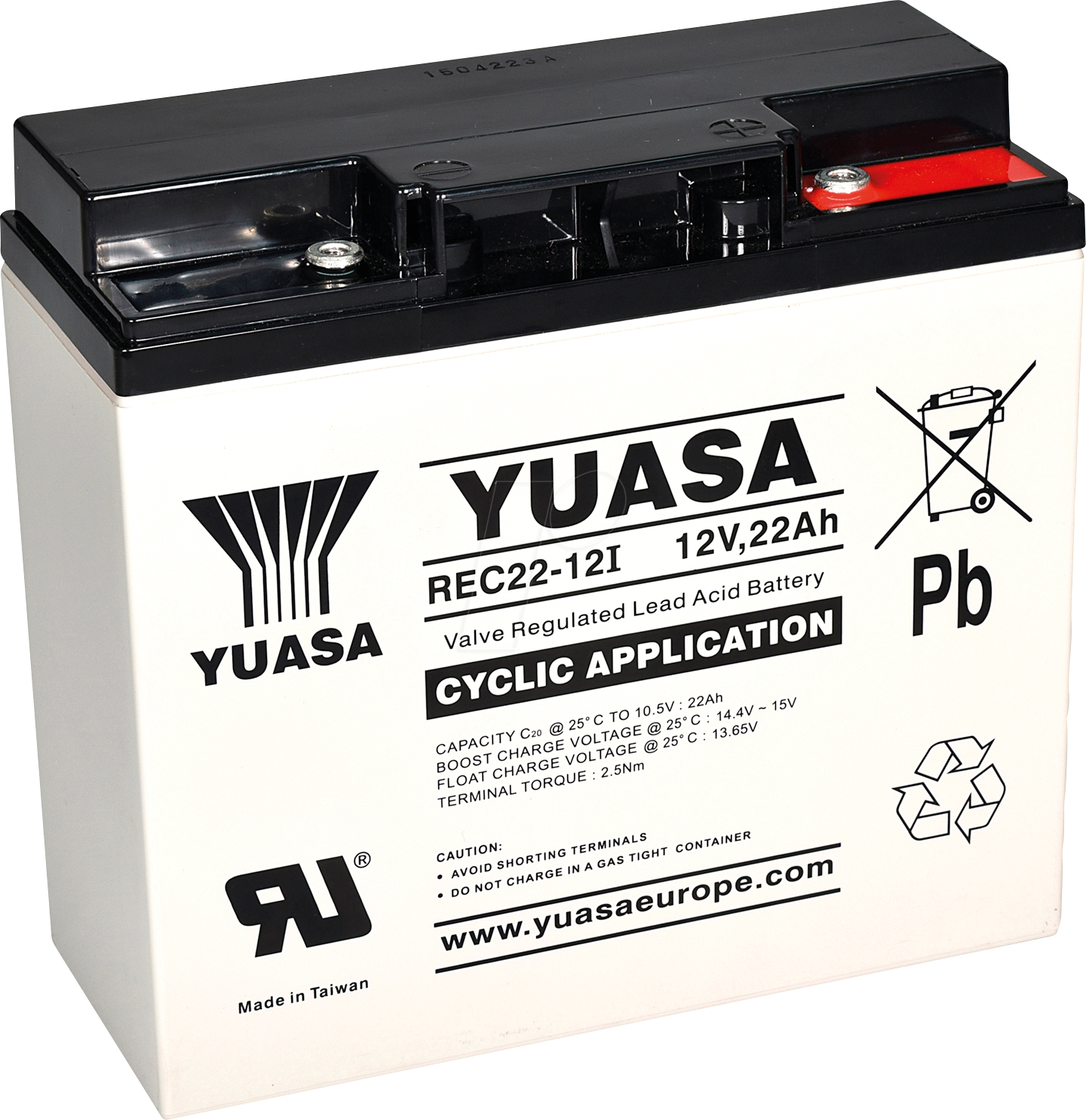 YU REC22-12 - Blei-Vlies-Akku, 12 V, 22 Ah, zyklenfest