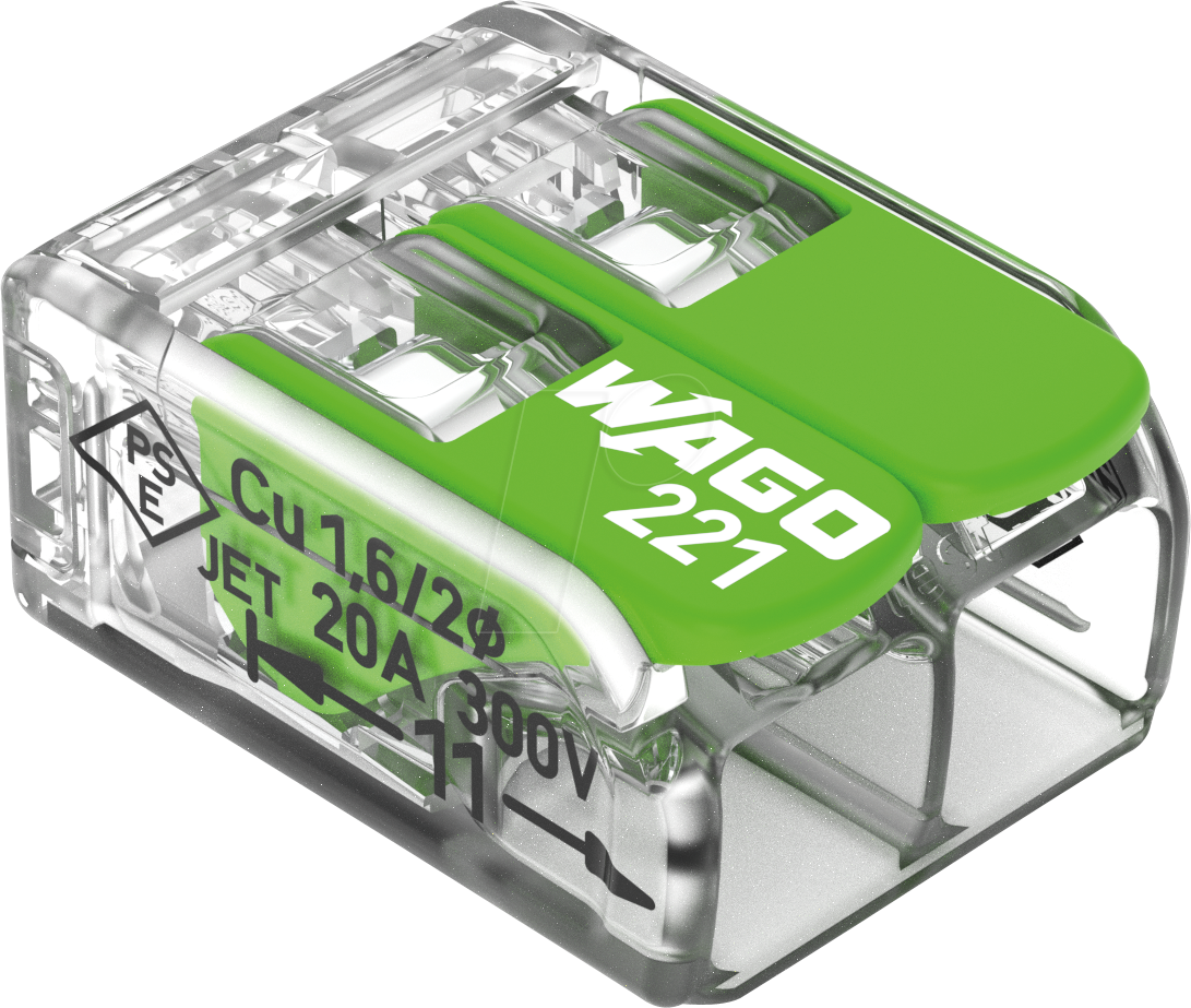 WAGO 221-422 - COMPACT-Anschlussklemme Serie 221 - ''the same in green''
