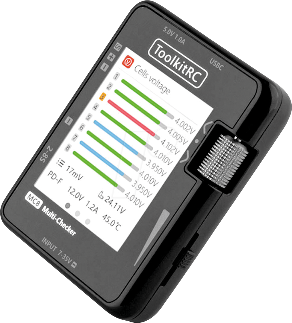 TKRC MC8 - Messgerät MC8, für Li-Ion Akkus, PWM, PPM, SBUS