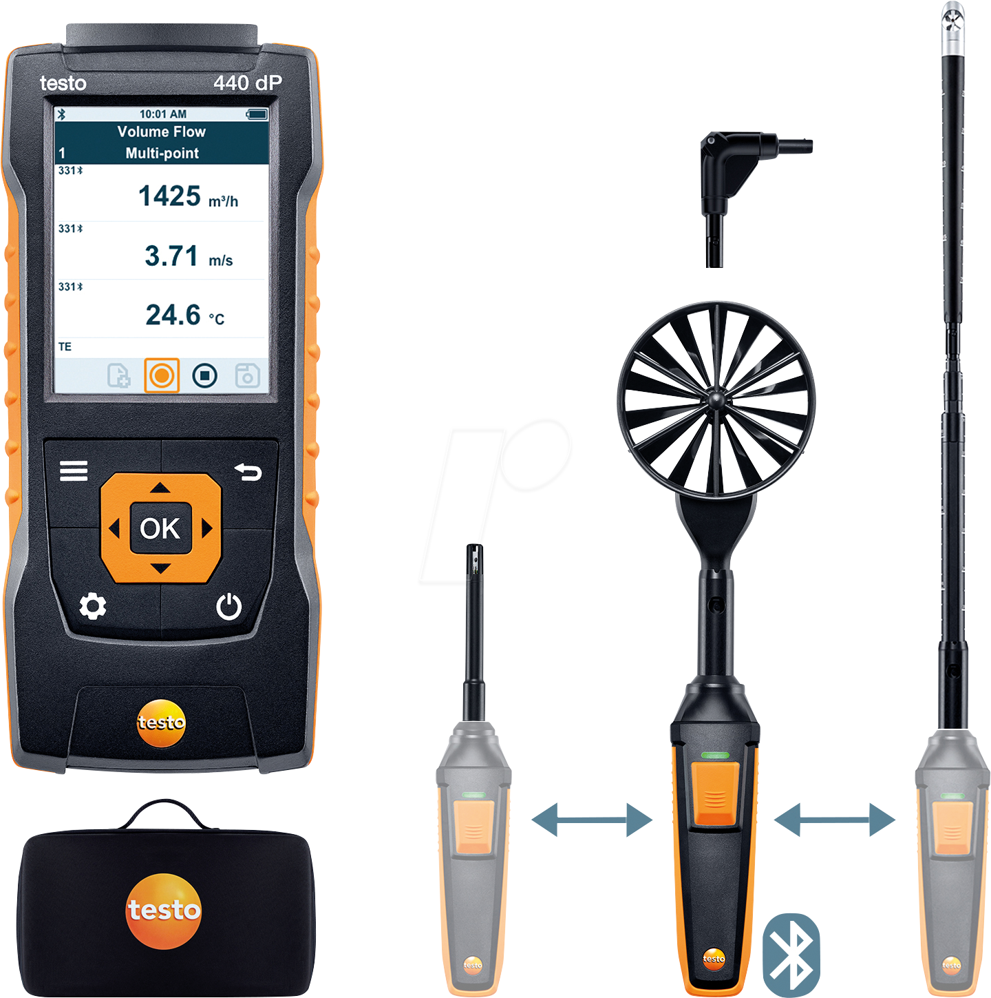 TESTO 0563 4410 - Messgeräteset zur Klimamessung, testo 440 delta P Strömungs-Komb