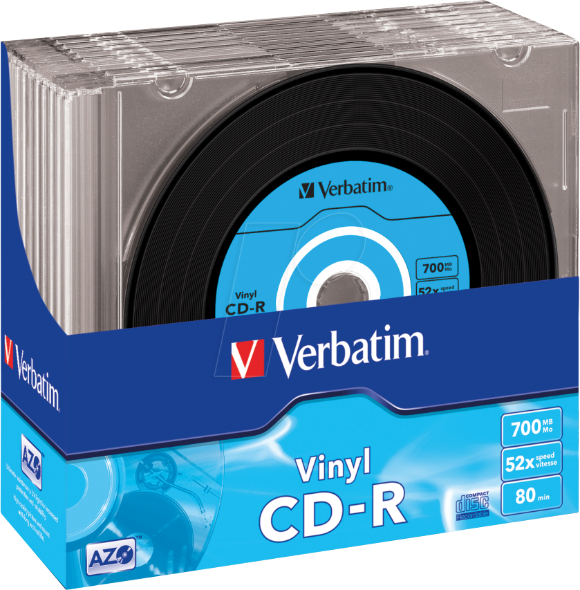 VERBATIM 43426 - CD-R AZO, Data Vinyl, 700 MB, 52x, 10er Pack Slim Case