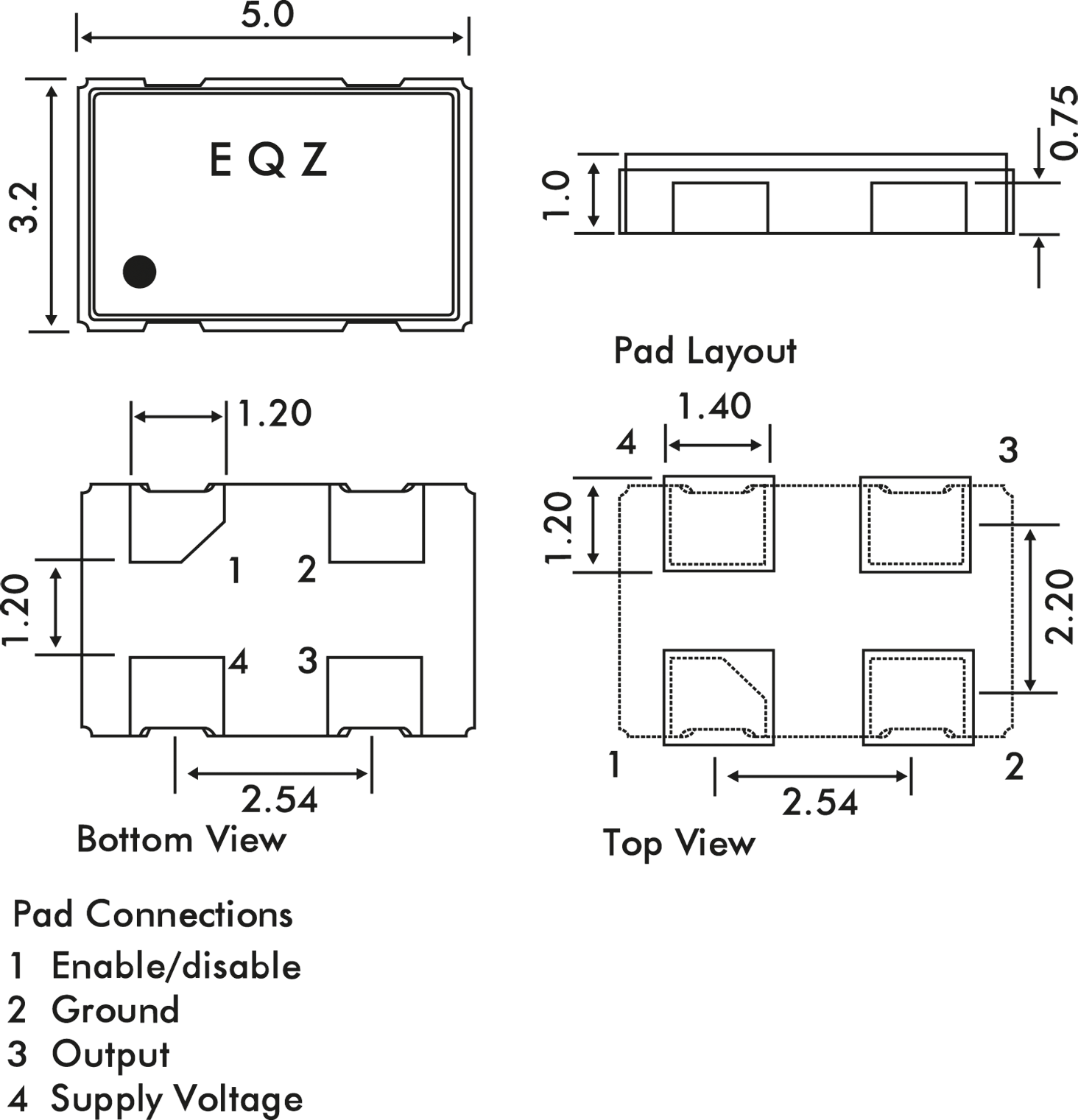 XO53 14,74560 - 14,7456MHz-Quarzoszillator, Keramik-SMD XO53