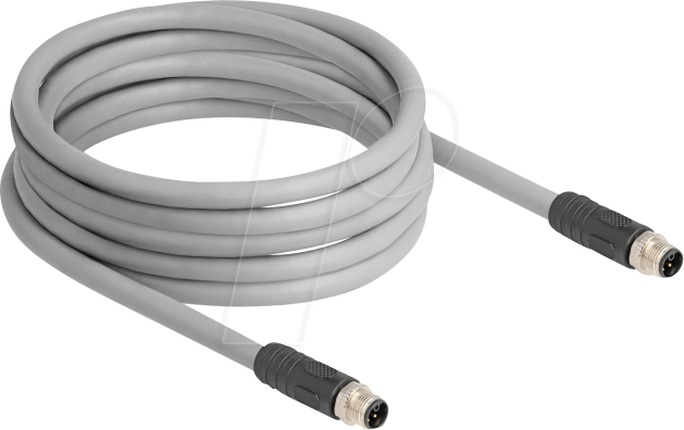 DELOCK 80536 - M12 Kabel L-kodiert 5 Pin Stecker zu Stecker PUR 5 m