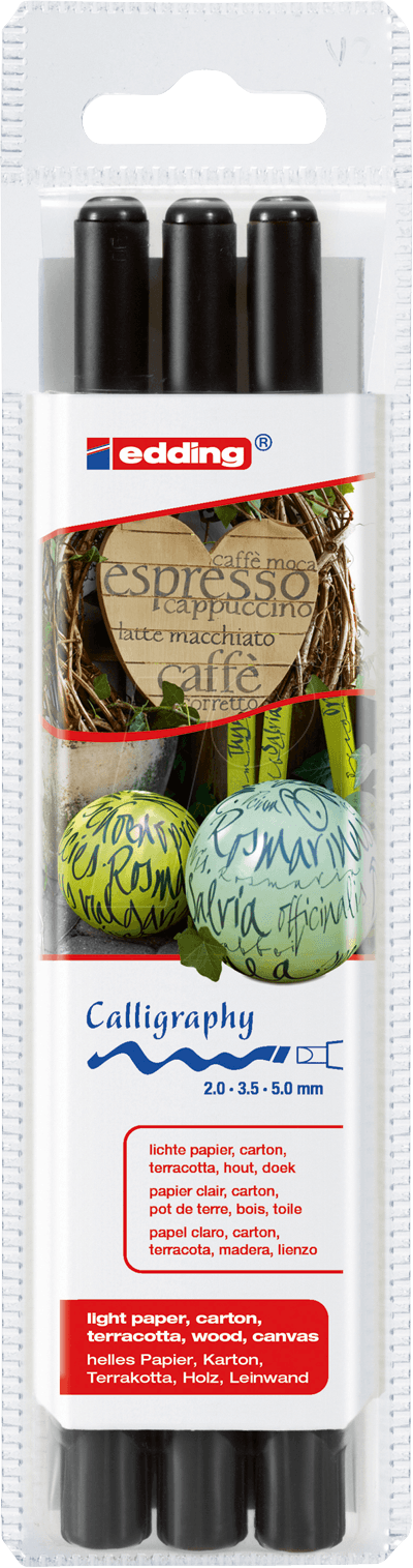 EDDING 1255/3S - Kalligrafie Stift Set, Fasermaler 3er Pack