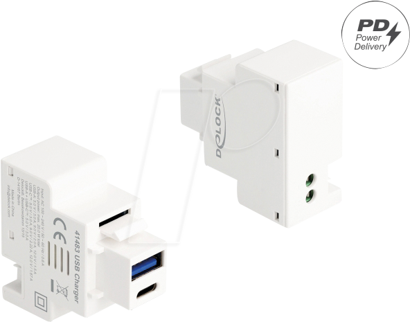 DELOCK 41483 - Keystone USB Typ-A Lademodul, 0,6 A, weiß