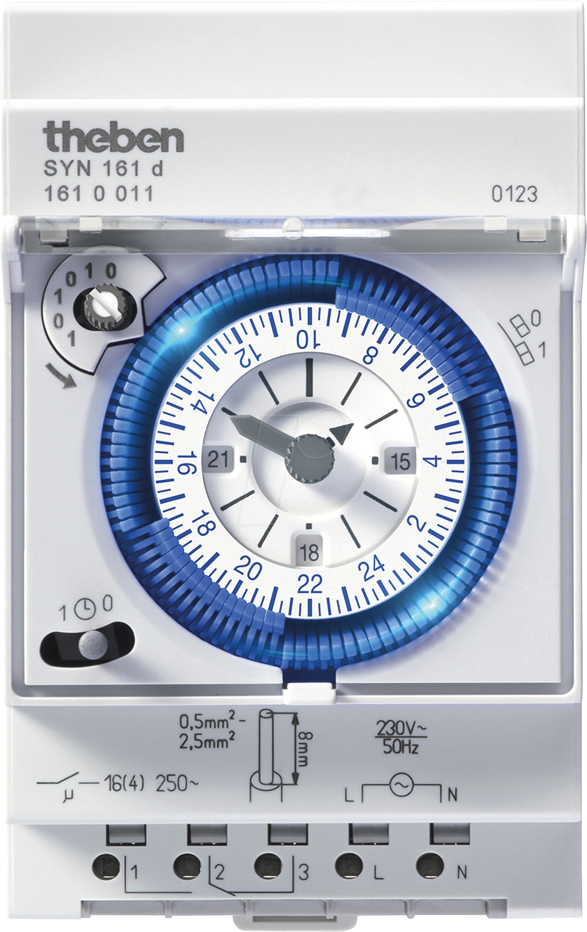 THEBEN 1610011 - Analoge/Mechanische Zeitschaltuhr, Tagesprogramm, 3 TE, IP20