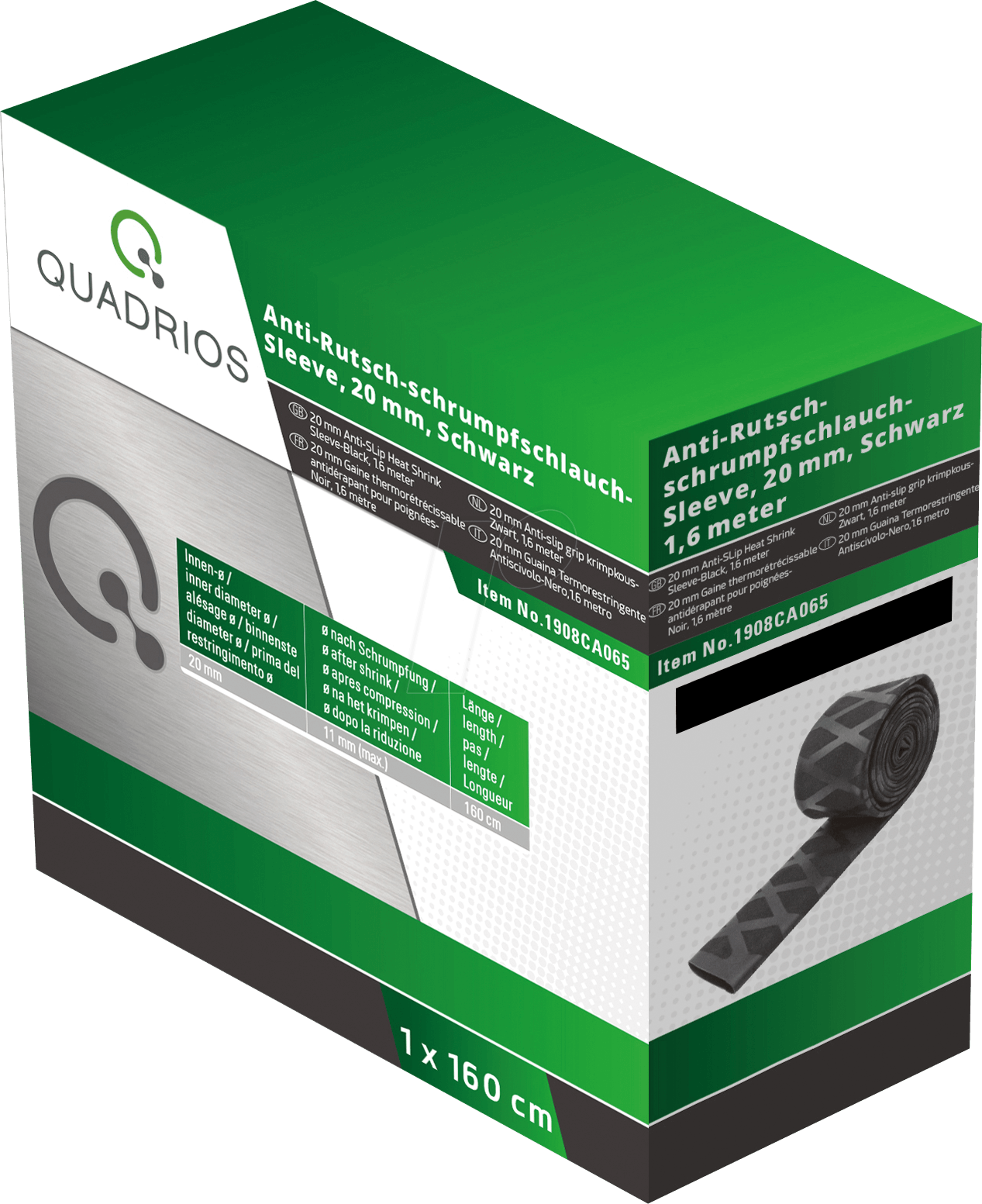 QUAD 19008CA065 - Soft-Schrumpfschlauch Box 2:1 - Ø20 mm x 1,6 m, schwarz
