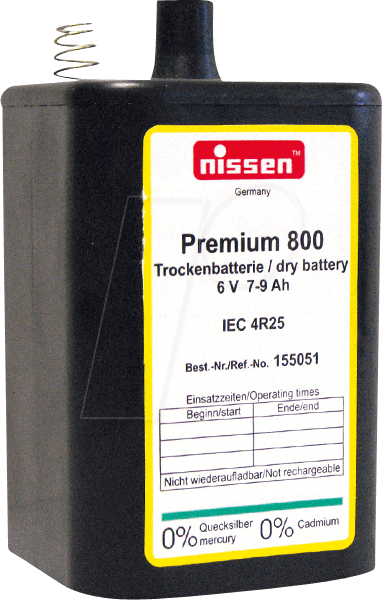 NISSEN 155051 - Blockbatterie Nissen PREMIUM 800, 6 V, 9 Ah