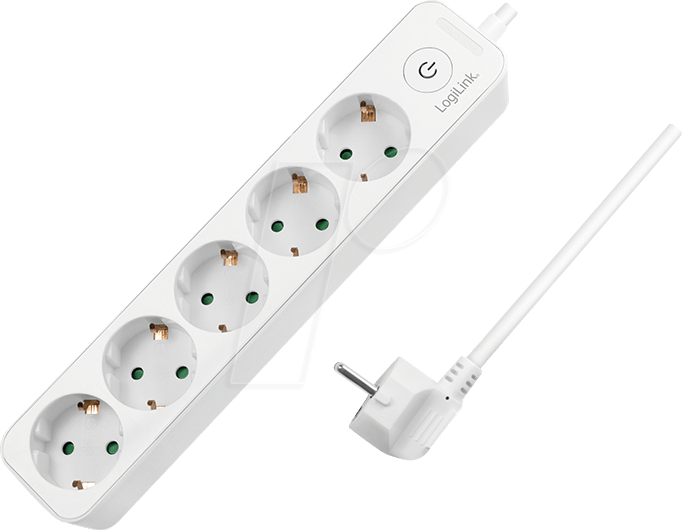 LOGILINK LPS246 - Steckdosenleiste,5-fach, 1,5 m, mit Schalter, weiß
