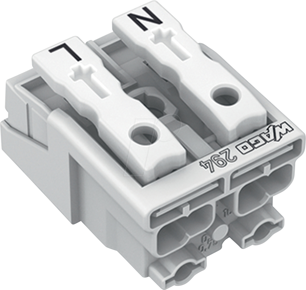 WAGO 294-5012 - Leuchtenanschlussklemme, ohne PE-Kontakt, 2-polig, 2,5 mm², weiß