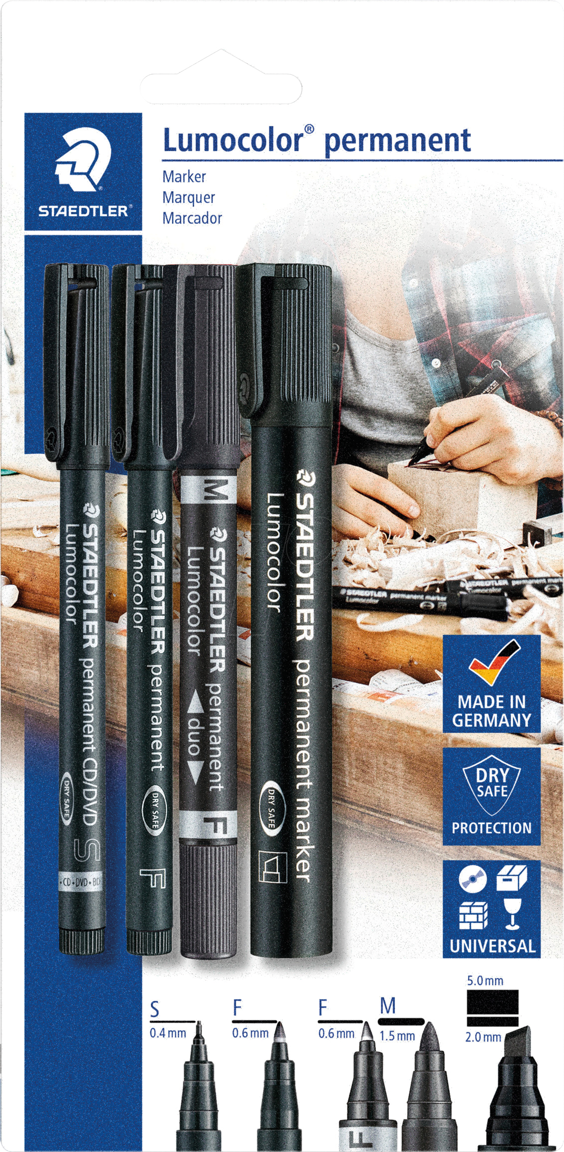 STAEDTLER 60BK - Marker Set, 4 Marker, schwarz