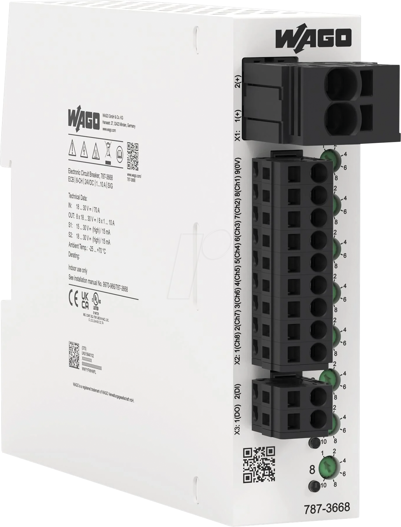 WAGO 787-3668 - Elektronischer Schutzschalter, 8-kanal, 24 V DC