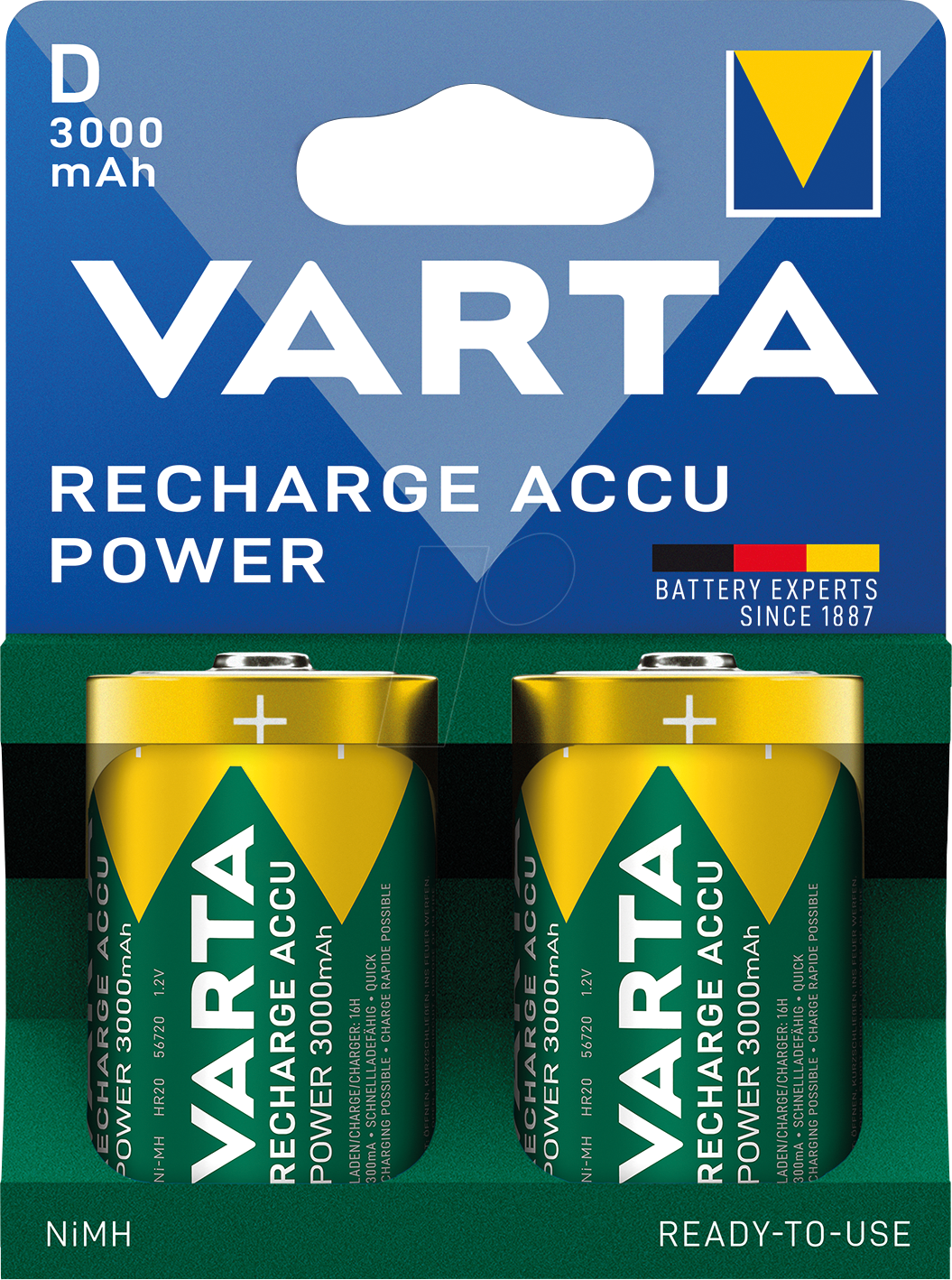 VAR R2U D 2X - NiMh Akku, D (Mono), 3000 mAh, 2er-Pack