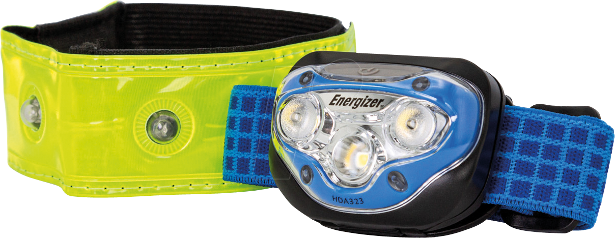 EN SPORTPACK - LED-Stirnleuchte + Armband, 100 lm, blau, 3x AAA (Micro)