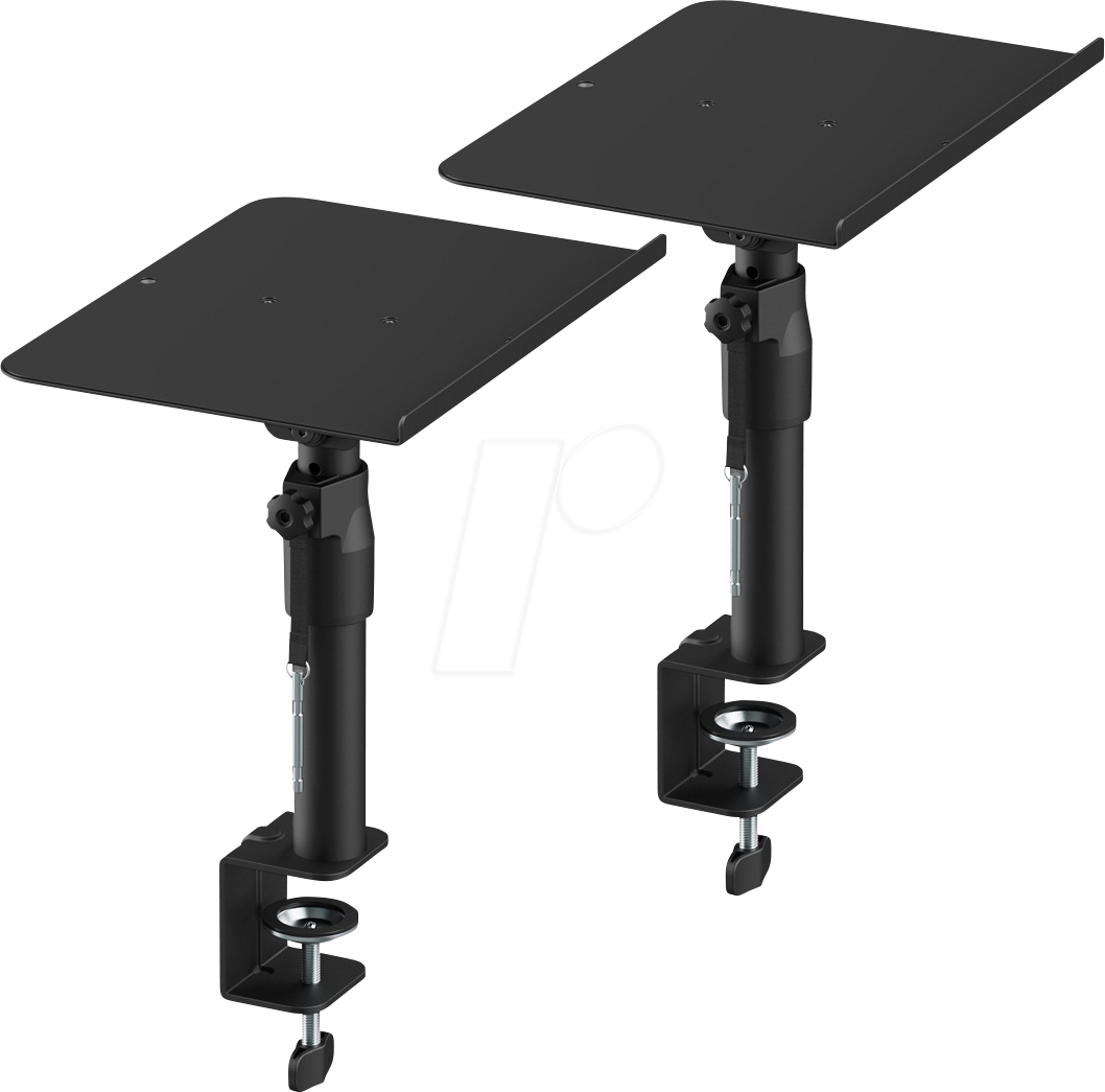MYW HS37L - Lautsprecherständer 300 x 230 mm, Klemmmontage, 2er Set, schwarz