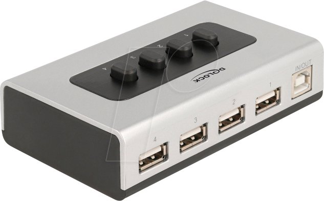 DELOCK 87762 - USB 2.0 Switch 4 Port, 1x USB-B zu 4x USB-A, bidirektional