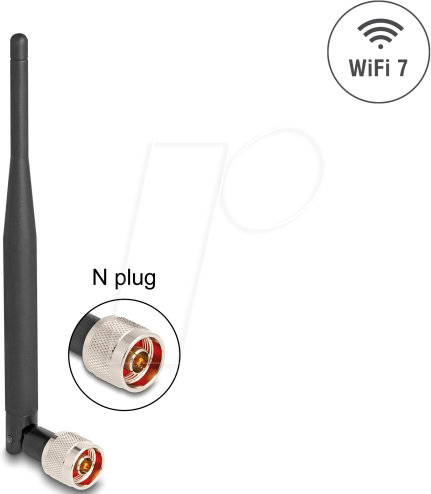 DELOCK 90735 - WiFi 7 Antenne N Stecker 2 - 3 dBi 20,6 cm omnidirektional