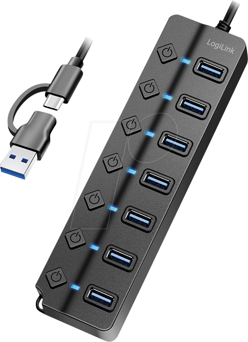 LOGILINK UA0420 - USB 3.0 Hub, 7 Port, 7x A, Schalter