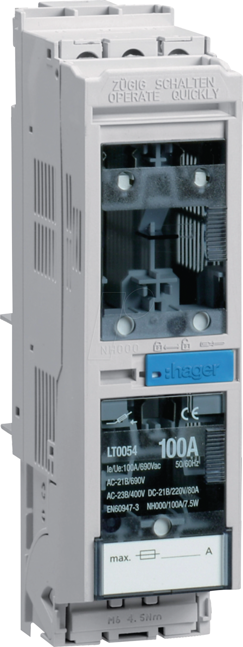 HAGER LT0054 - Sicherungslasttrennschalter LT NH000/40mm 100A