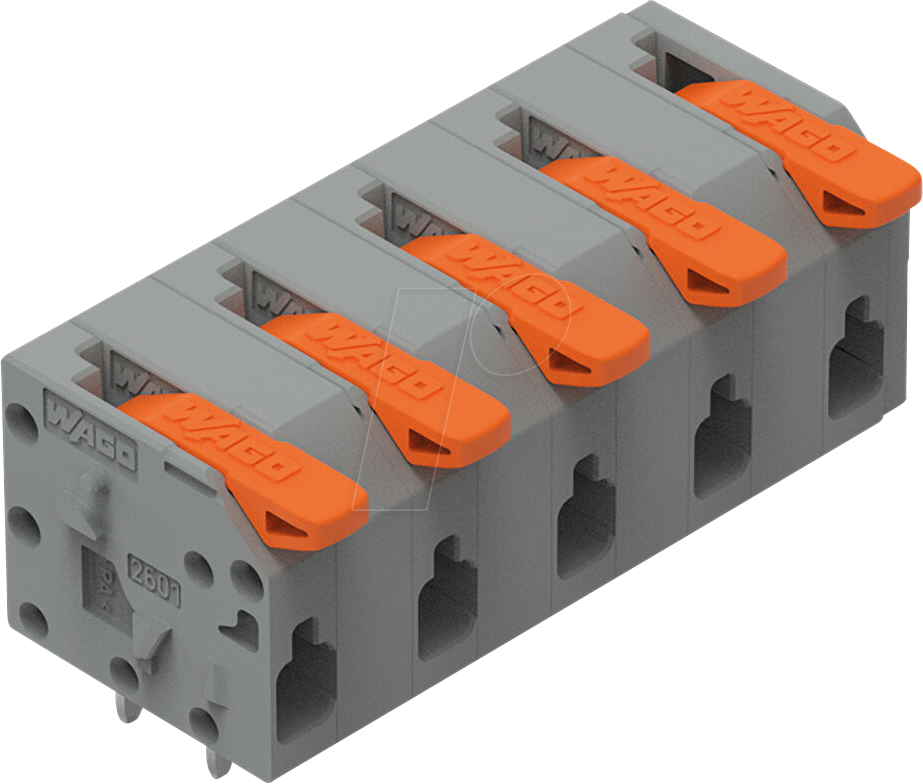 WAGO 2601-1305 - Leiterplattenklemme mit Hebel, 1,5 mm², RM 7,5 mm, 5-polig
