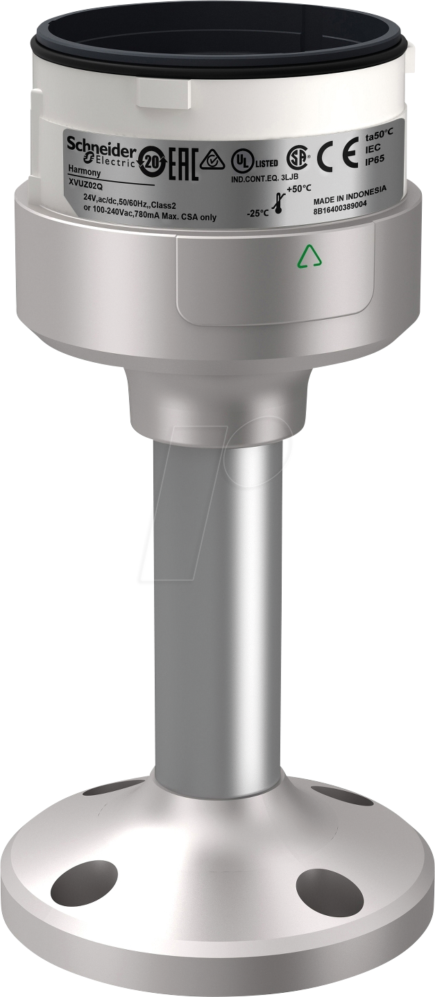 XVUZ02Q - Montagefuß mit Alurohr 100 mm, Gehäuse silber, für Signalsäule