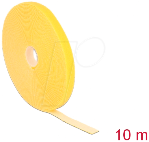 DELOCK 18736 - Klettband auf Rolle, 10 m x 13 mm, gelb