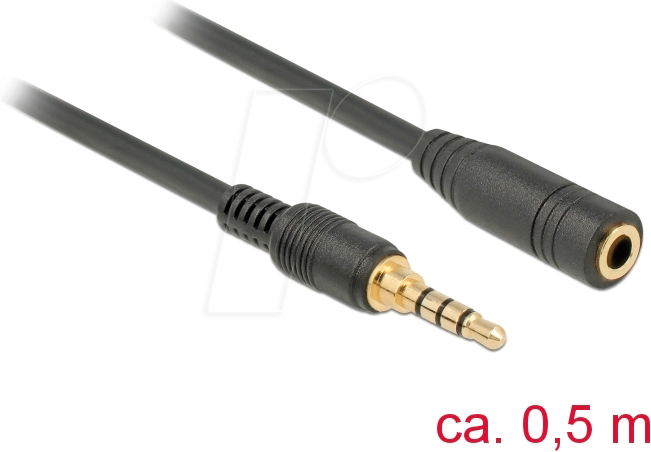 Thumbnail - DELOCK 85627 - Kabel Klinke, Verlängerung 3,5 mm, 0,5 m