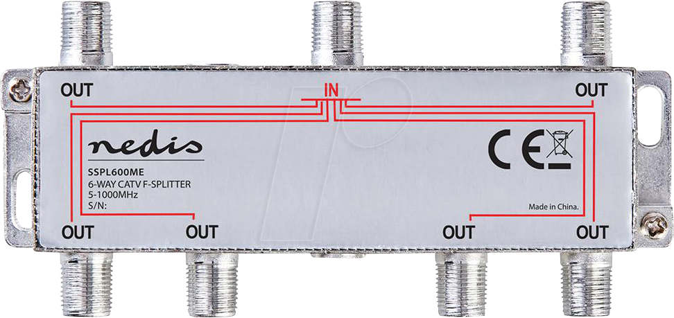 N SSPL600ME - CATV-Splitter, 5 - 1000 MHz, Ausgänge: 6, Zink