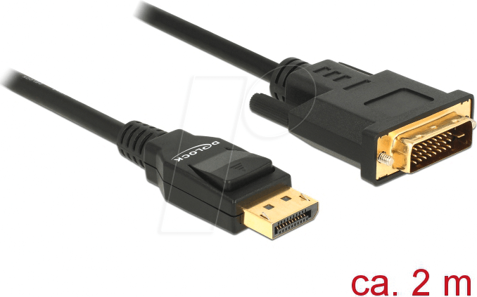 DELOCK 85313 - Delock Kabel DP 1.2 Stecker > DVI 24+1 Stecker, schwarz, 2 m
