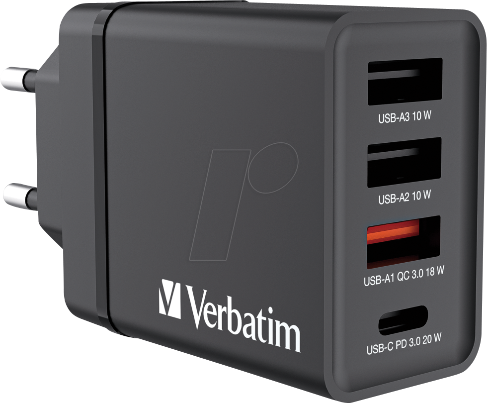 VERBATIM 49700 - USB-Ladegerät CHR-30EU1, 30W, 5 - 12 V, GaN, schwarz