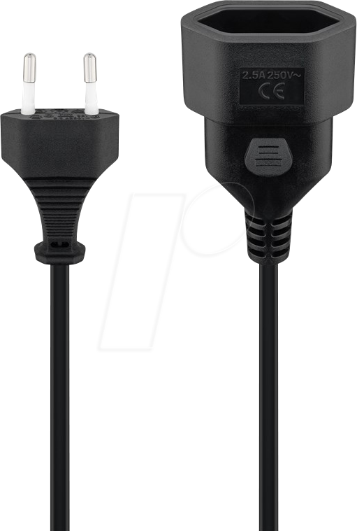 GOOBAY 50510 - Euro Verlängerung, Stecker-Buchse, schwarz, 5 m