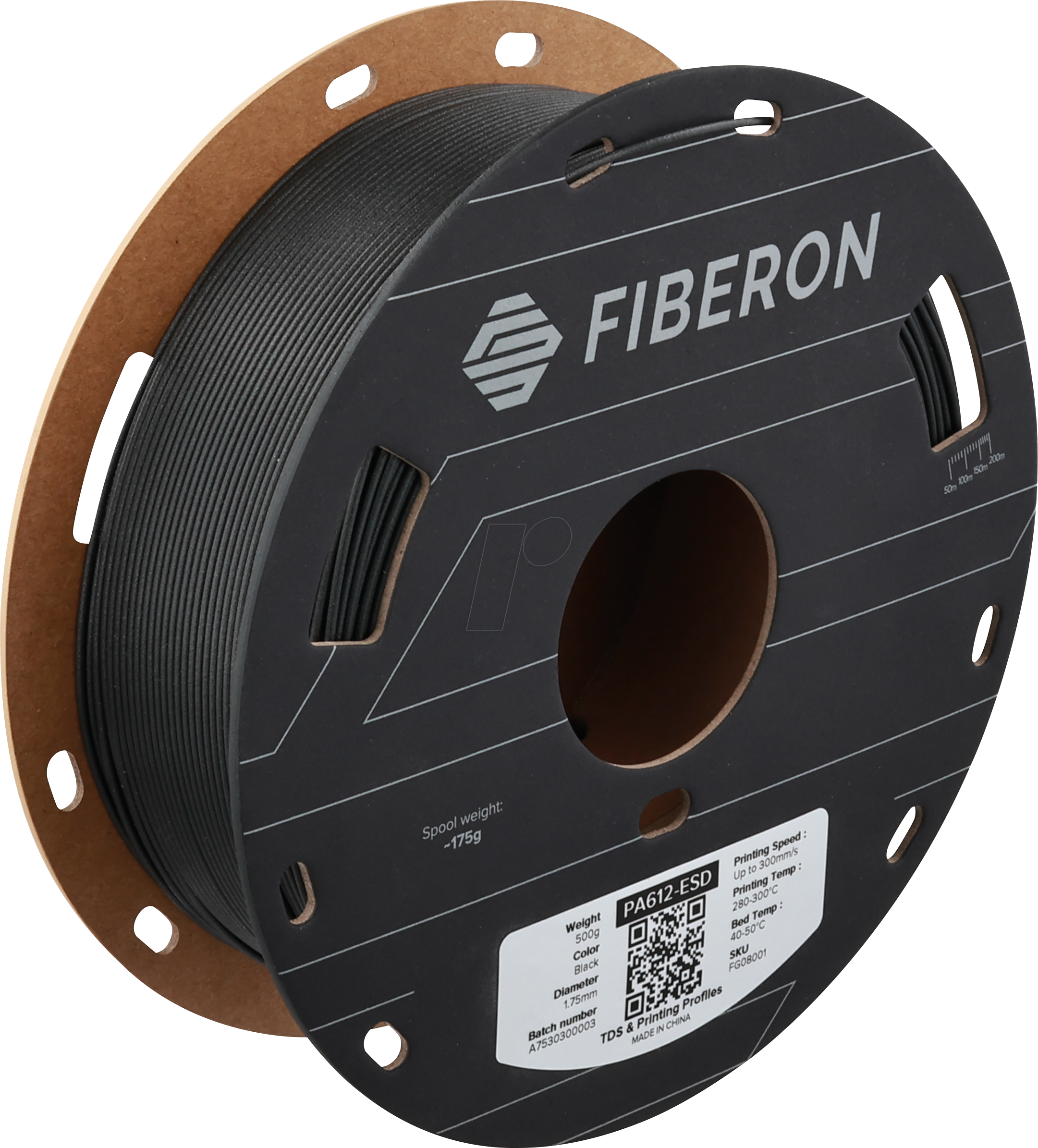 POLYMAKER G08001 - Filament, Fiberon PA612-ESD, Black, 1,75 mm, 500g