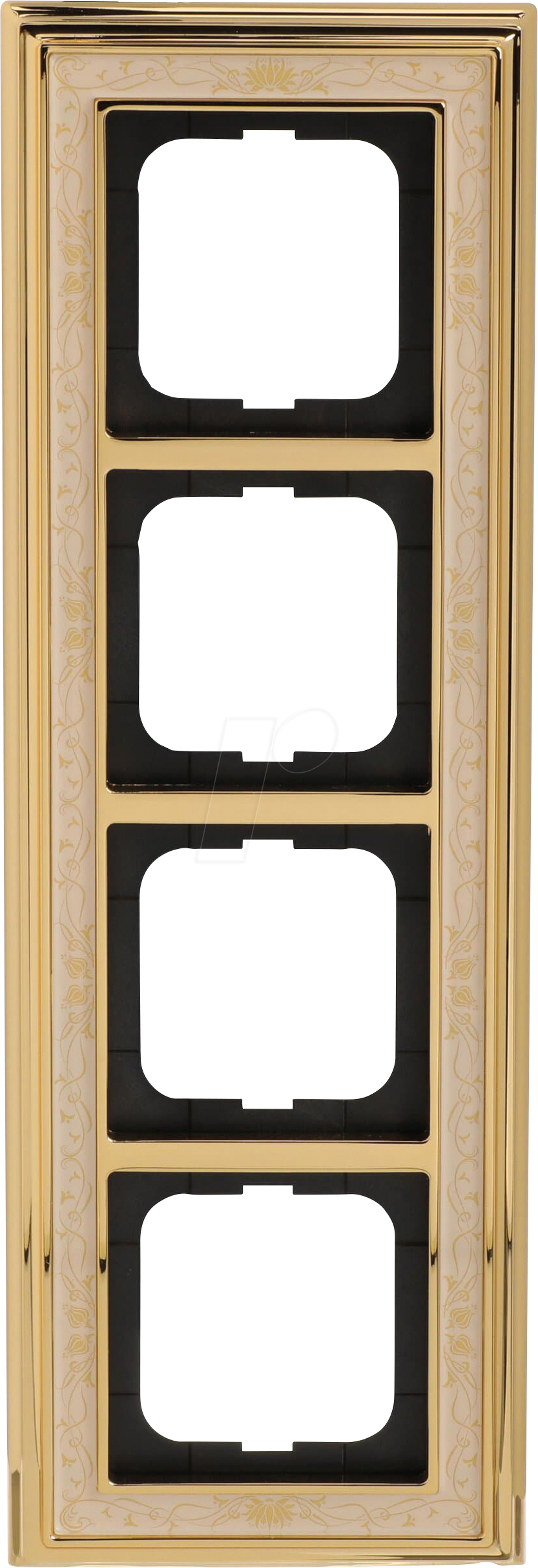 BJ 1724-836 - Abdeckrahmen 4-fach Messing poliert Dekor elfenbeinweiß -dynasty