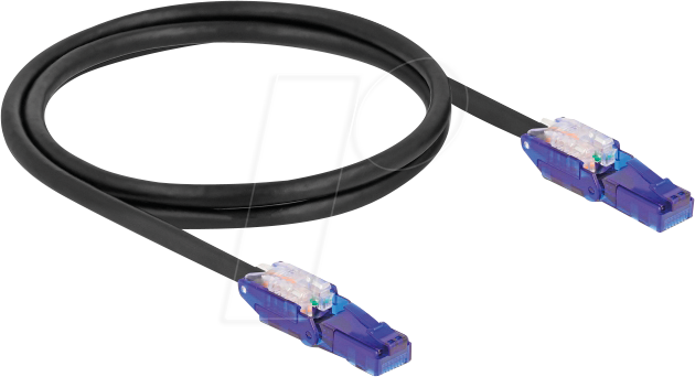 Thumbnail - DELOCK 80926 - Cat.6 Patchkabel, UTP, 180° winkelbare Stecker, schwarz, 1 m