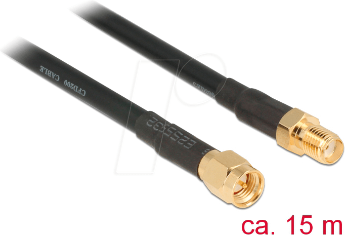 DELOCK 89425 - HF Antennenkabel, SMA Stecker > SMA Buchse, 15 m