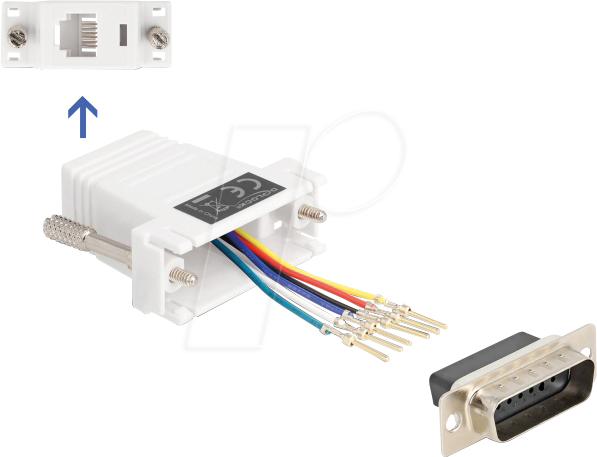 Thumbnail - DELOCK 67083 - Adapter D-Sub 15 Pin St. > RJ12 Bu. Montagesatz, weiß