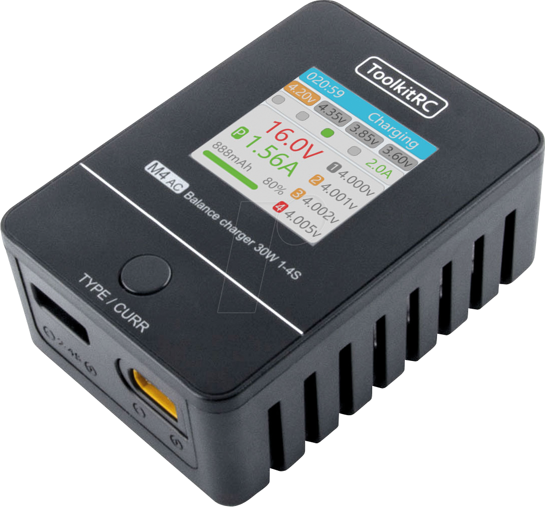 TKRC M4AC - Ladegerät für Akkupacks M4AC, für 1-4s, max. 2,5 A, 30 W, LiPo