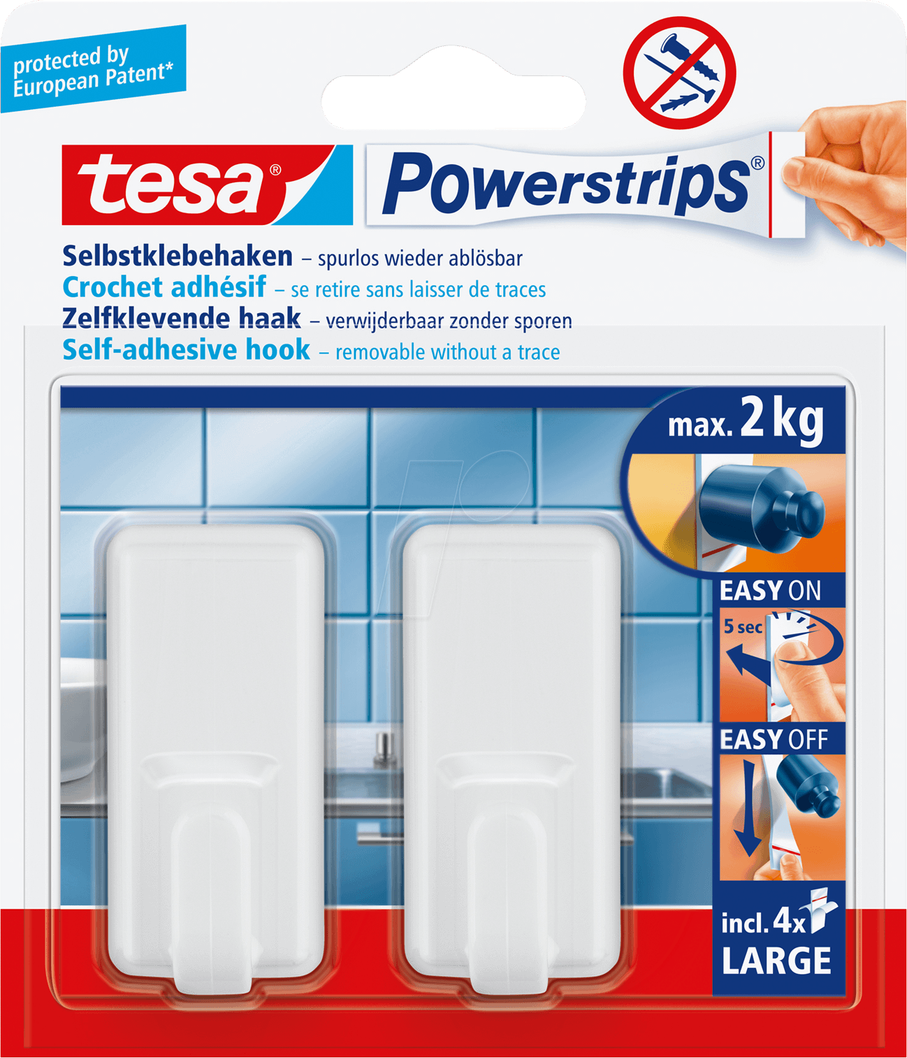 TESA 58010-44 - tesa® Powerstrips® Haken Classic, weiß