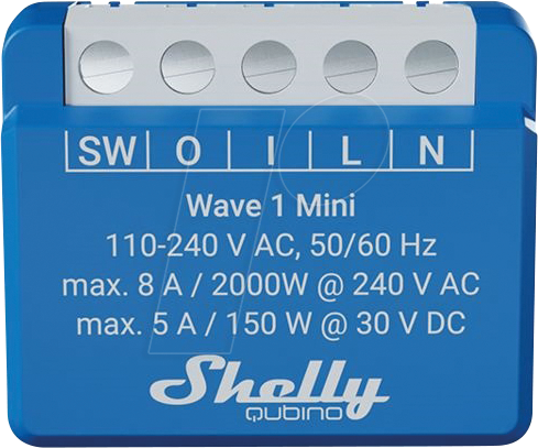 SHELLY WAVE 1M - Shelly Qubino Wave 1 Mini, Relais, max 8A, 1 Kanal, Z-Wave