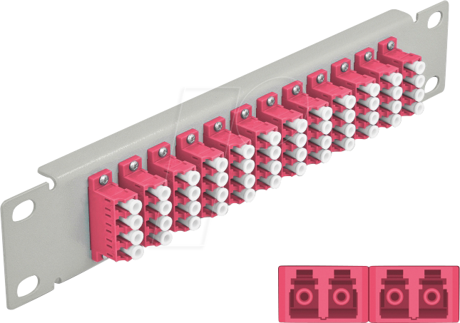 DELOCK 66800 - LWL Patchpanel, 10'', 12-Port, LC Quad, 1HE, grau