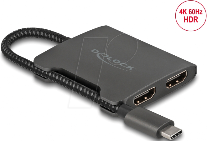 DELOCK 87778 - USB-C auf 2x HDMI Splitter,DP Alt Mode, 4K60 Hz, 0,15 m
