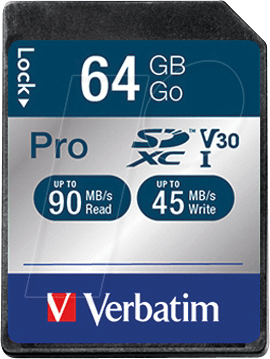 VERBATIM 47022 - SDXC-Speicherkarte 64GB, Verbatim Pro - U3