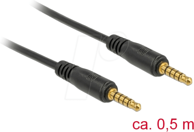 DELOCK 85695 - Kabel Klinke 5 Pin 3,5 mm Stecker > Stecker 0,5 m schwarz
