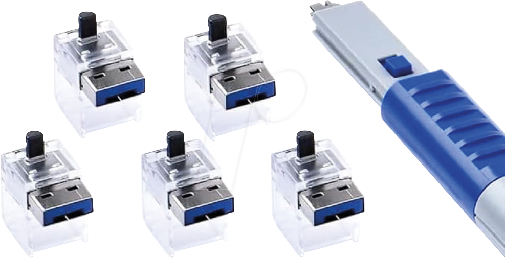 SK NC03PKDB - Kabel Schloss, RJ45, 5 Stück, mit Schlüssel, dunkelblau