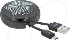 DELOCK 85818 - Sync- & Ladekabel, USB A -> micro-B, 0,92m, aufroll, schwarz