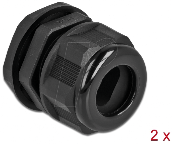 DELOCK 60387 - Kabelverschraubung PG21 für Flachkabel, sw, 2 Stk